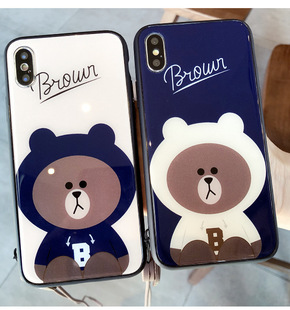 iphonex可爱小熊防刮玻璃手机壳卡通手机保护壳最爆款热销手机壳