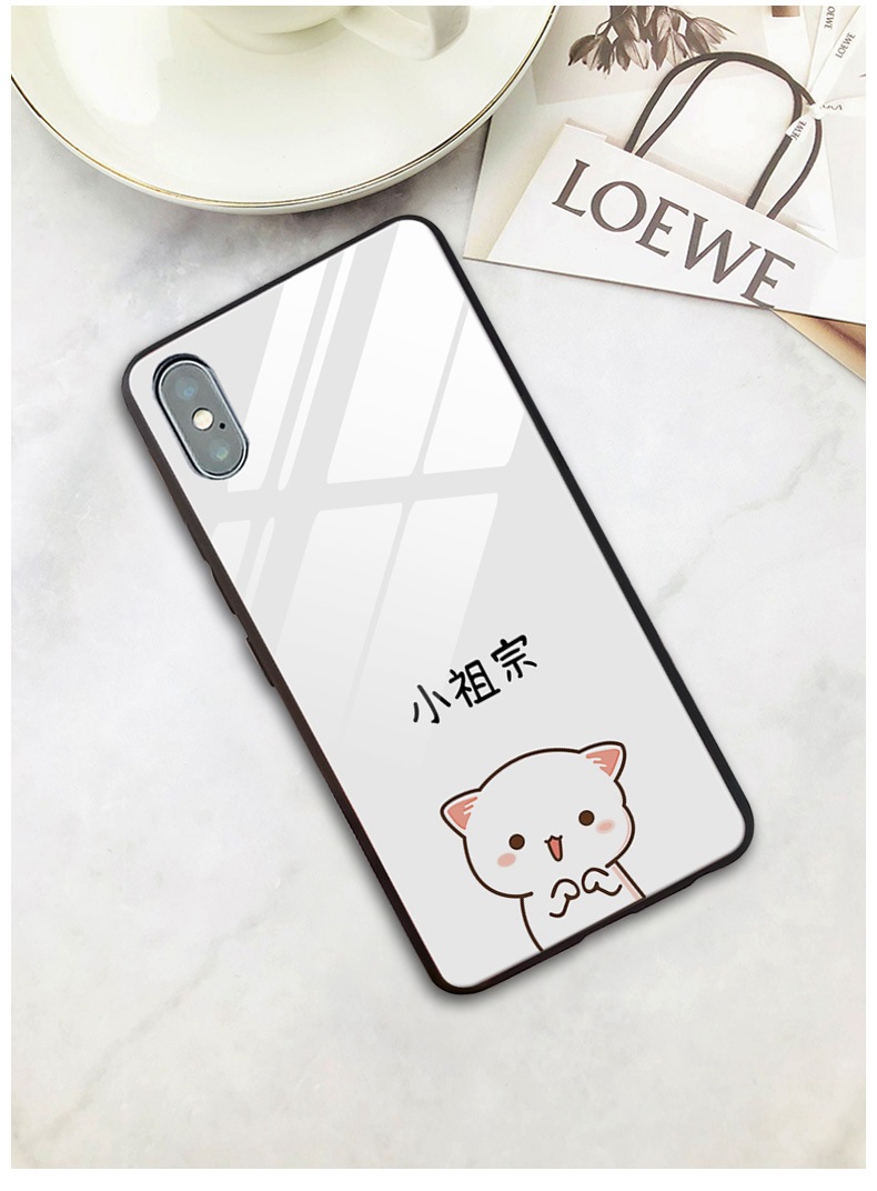 小祖宗适用苹果11玻璃女7/8plus卡通可爱文字iphone6s情侣x手机壳