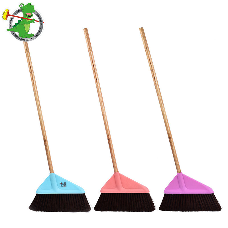 Factory Direct Sales Sweeping Broom Wooden Pole Plastic Broom Soft Fur Household Cheap Big Broom Large Wholesale