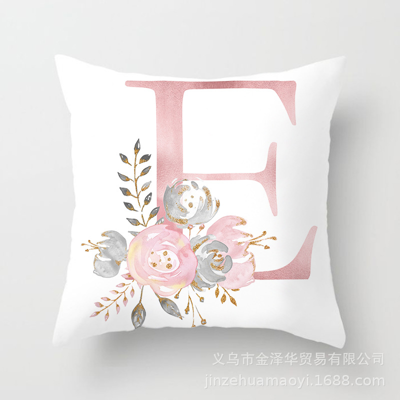 Cross-Border Pink Letters Sofa Pillow Cases Ins Nordic Style Throw Pillowcase Peach Skin Fabric Cushion Cover Shopee Home