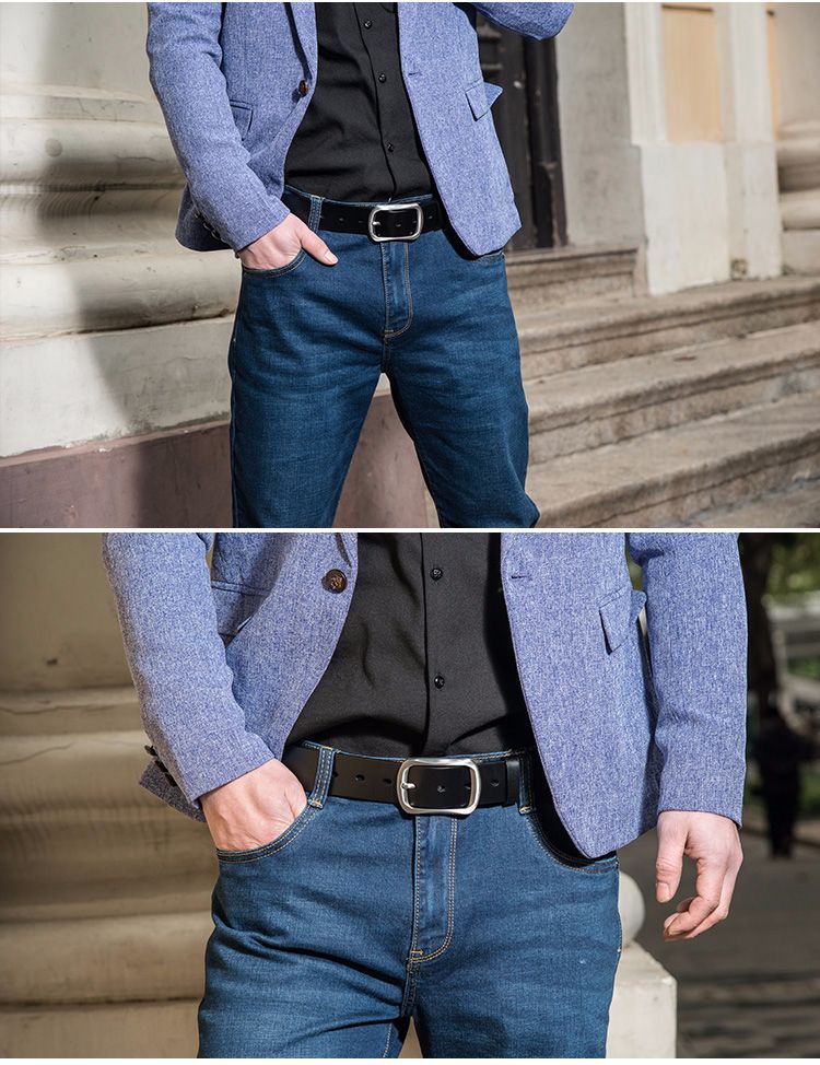 头层牛皮皮带男士皮带不锈钢扣真皮皮带男士真皮腰带牛皮针扣皮带