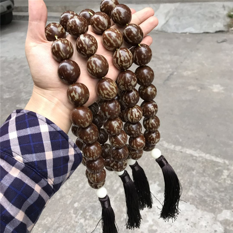 花菩提根18颗手持念珠流苏车挂件虎斑菩提根大尺寸