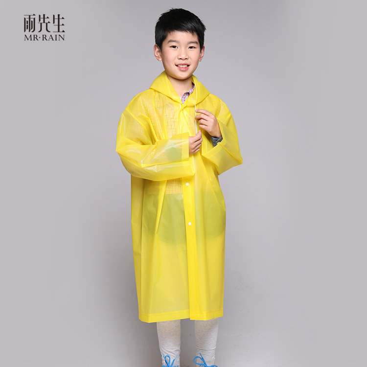 Boys and Girls Button Non-Disposable Raincoat Children's Poncho Student One-Piece Portable Raincoat Factory Wholesale
