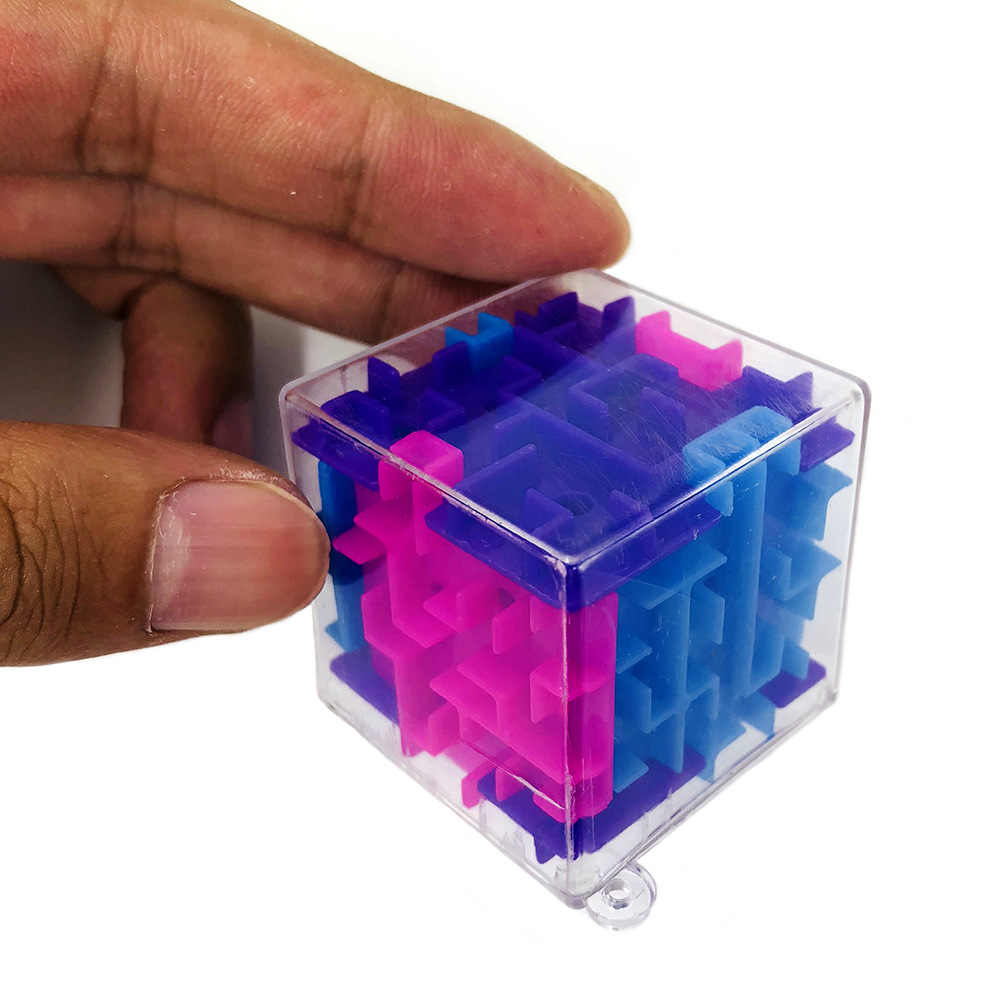 跨境热卖新品益智六面闯关透明走珠立体迷宫魔方儿童智力早教玩具