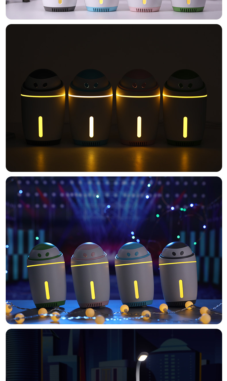 跨境创意新款小怪加湿器usb家用车载带香薰氛围灯加湿器支持定制