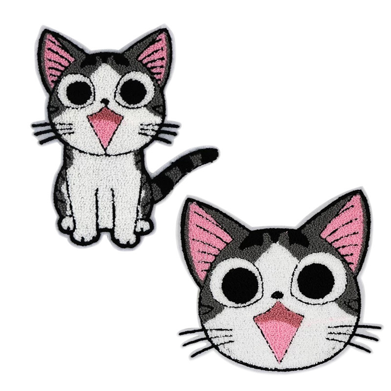 卡通小猫毛巾绣刺绣布贴补丁贴儿童衣服裤子装饰贴花diy服装辅料