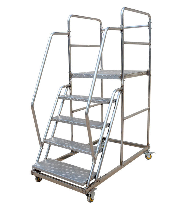 批发2021夏移动平台登高车带护栏仓库登高车批发登高货梯防滑登高梯子