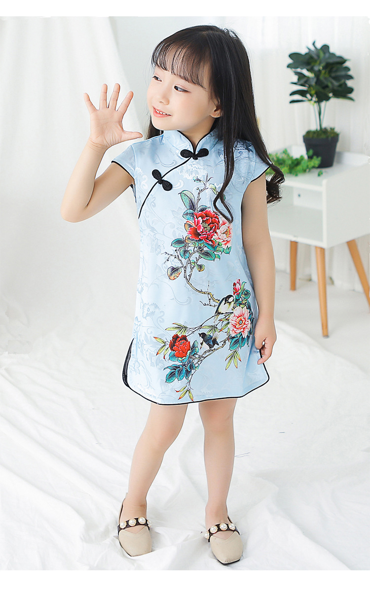 儿童旗袍2020新款夏季复古洋气公主裙中国风小女孩宝宝女童旗袍裙