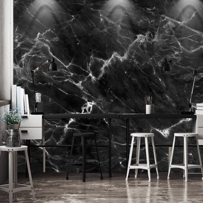 黑色大理石纹理墙纸3d立体仿瓷砖卧室客厅电视背景墙壁纸复古欧式