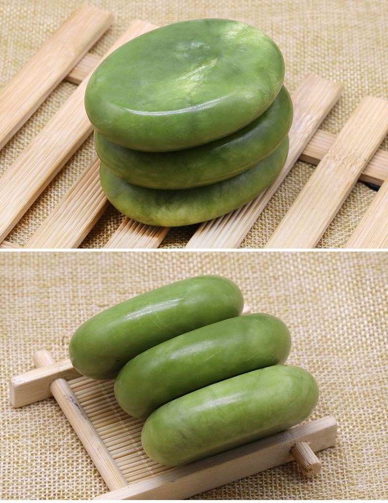 橄榄玉8*8 spa 6*8能量石天然按摩玉石火山能量石釉玉庐山玉绿玉