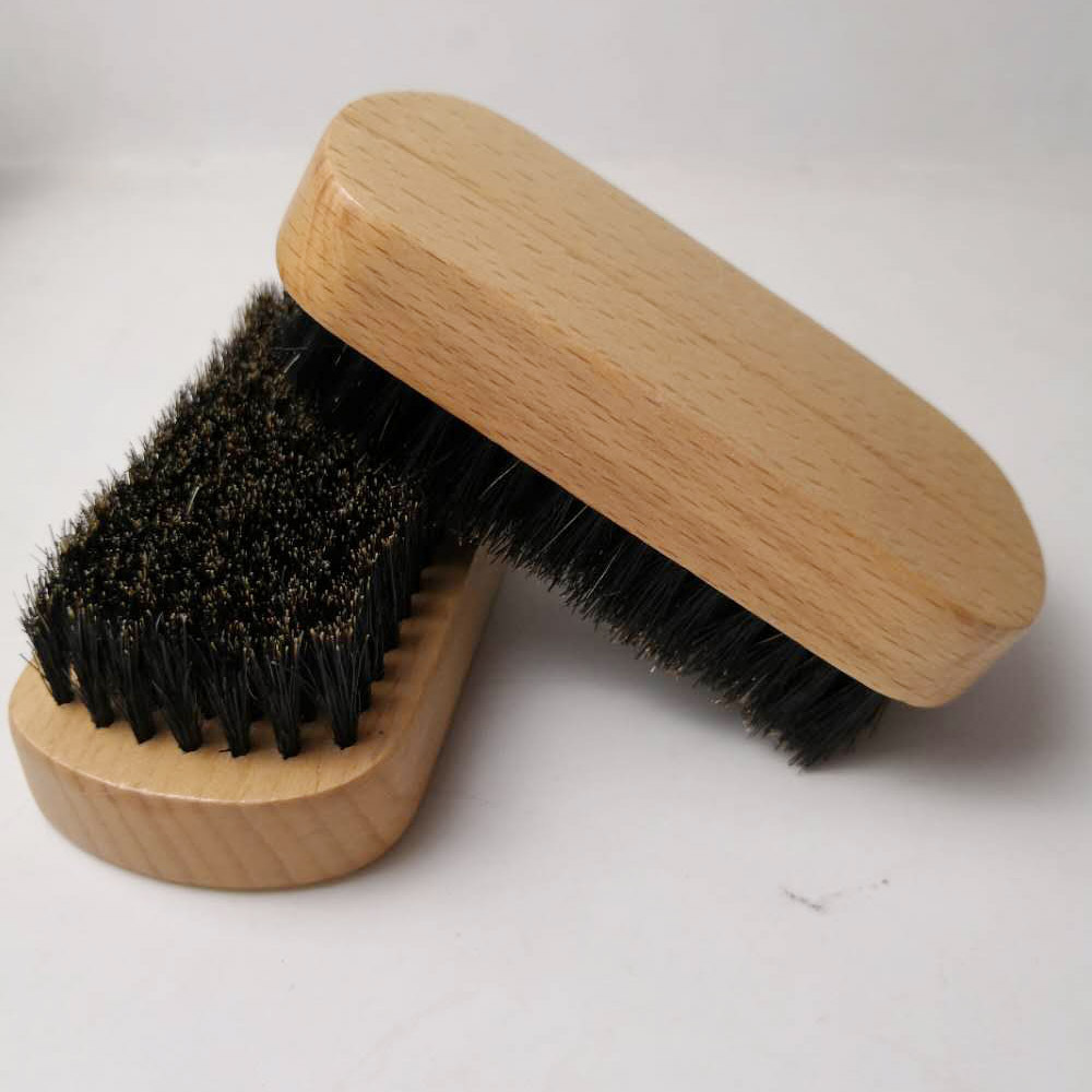 楠竹手柄圆刷子黑猪毛占黄头 胡子梳理工具猪鬃毛刷 胡须刷oem