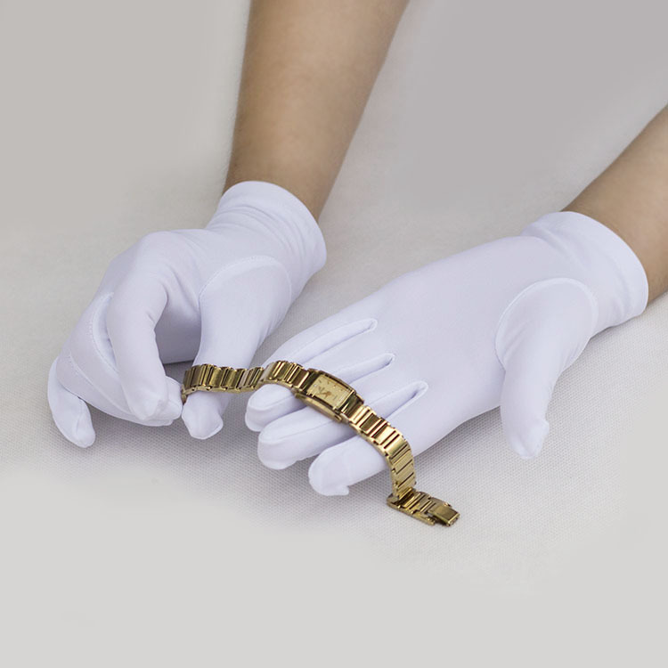 工厂批发导购手套珠宝金店首饰店手表奢侈品店员短款分指白手套