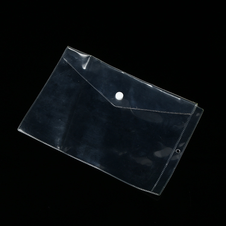 厂家供应加厚pvc透明按扣袋 学生试卷办公资料防水收纳袋