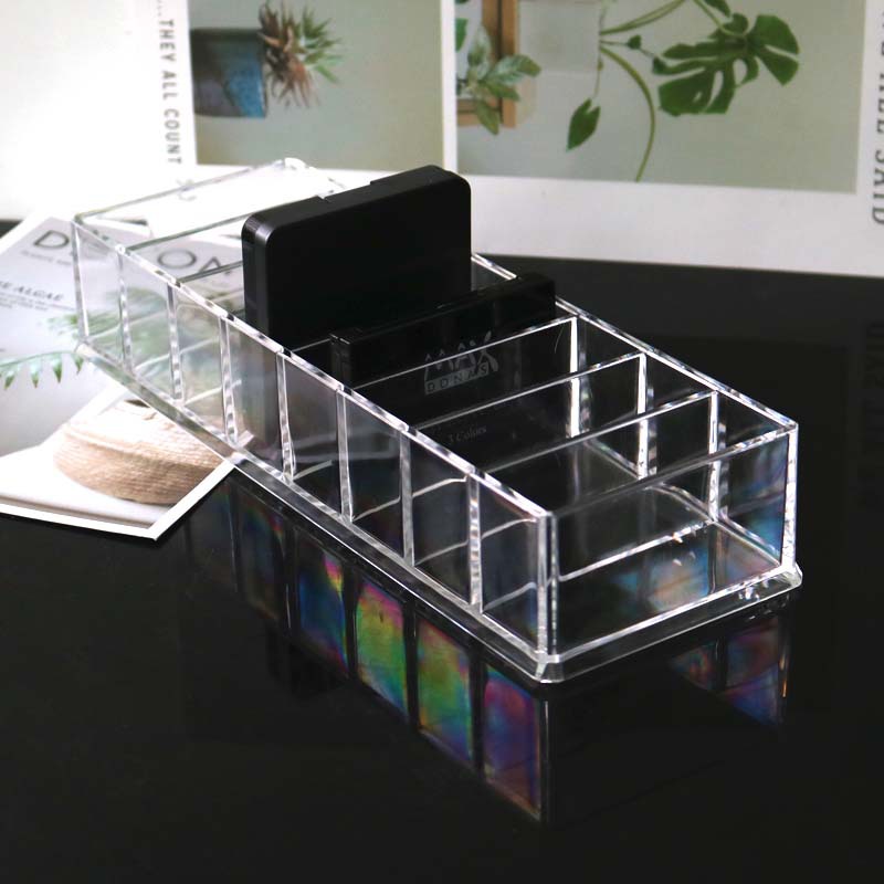 New Desktop Transparent Acrylic 8 Grid Powder Storage Box Lipstick Stand Makeup Blush Eye Shadow Storage Display Box