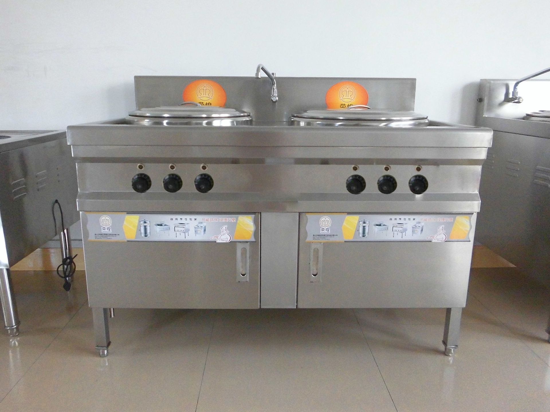 厂家直销商用厨房设备双头电热煮面炉蒸煮炉汤面炉煲汤炉麻辣烫锅