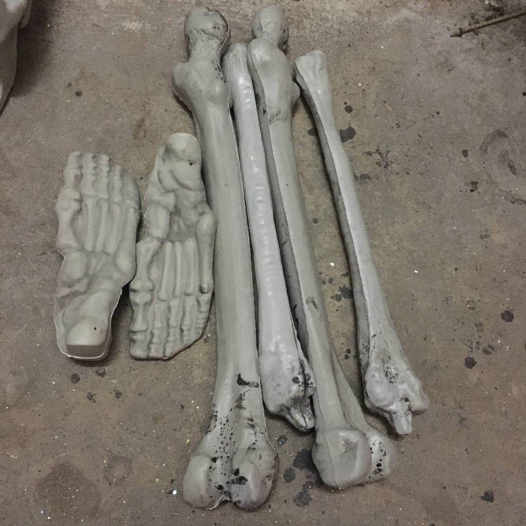 万圣节酒吧鬼屋装饰仿真模型人头骨头恐怖塑料散装骷髅骨架12件套