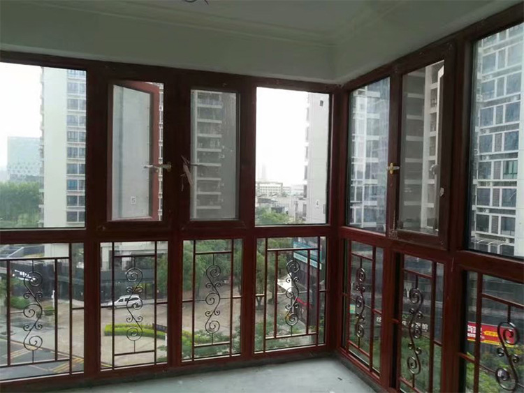 u型窗断桥平开窗飘窗 铝合金阳台落地窗 铁艺庭院平开窗