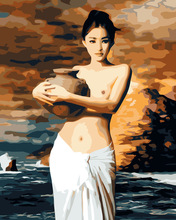 diy数字手绘填色油画女 大幅风景名画 美女艺术油彩画 美院 陶女