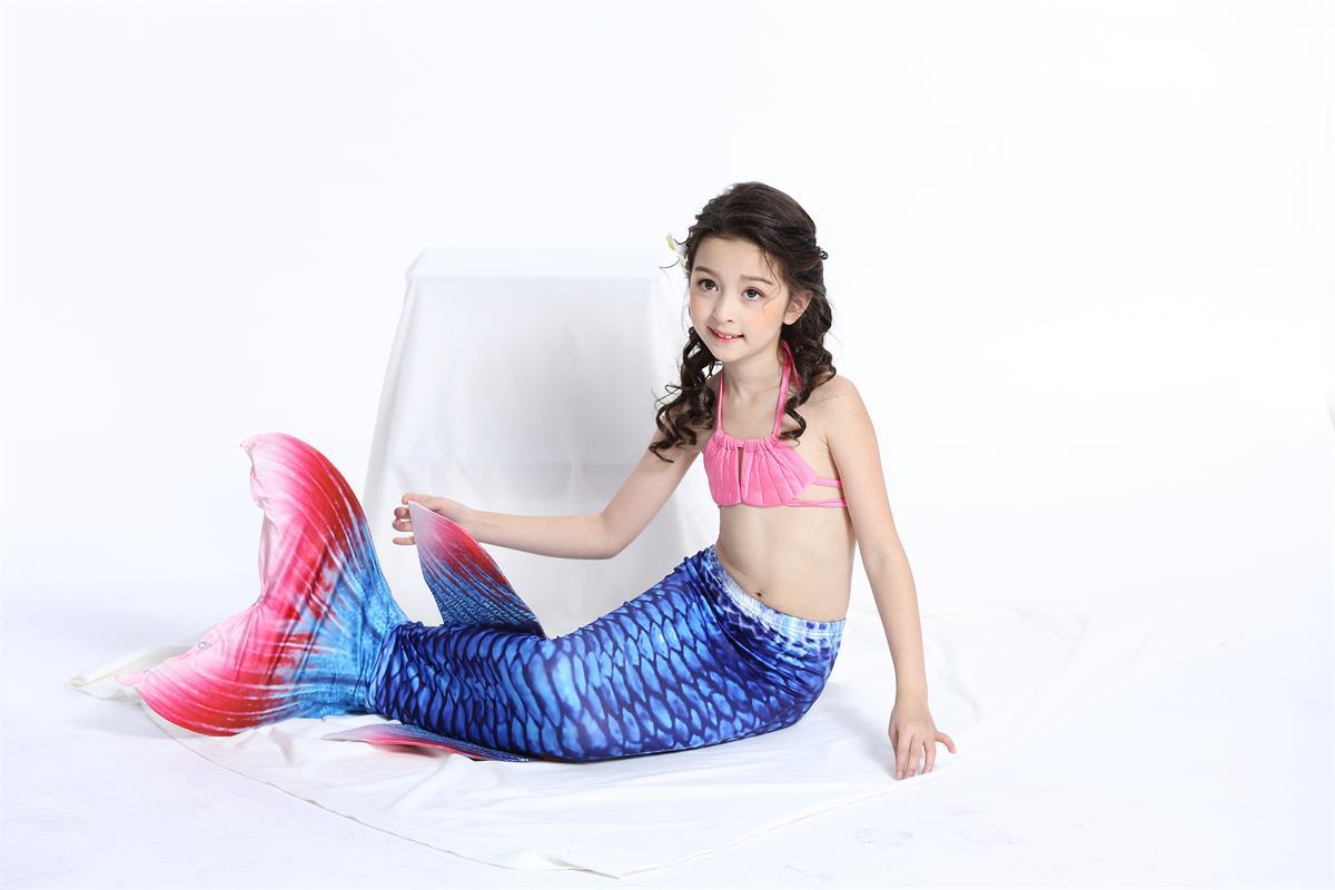 美人鱼泳衣 欧美外贸儿童游泳衣美人鱼服装cos服比基尼三件套装