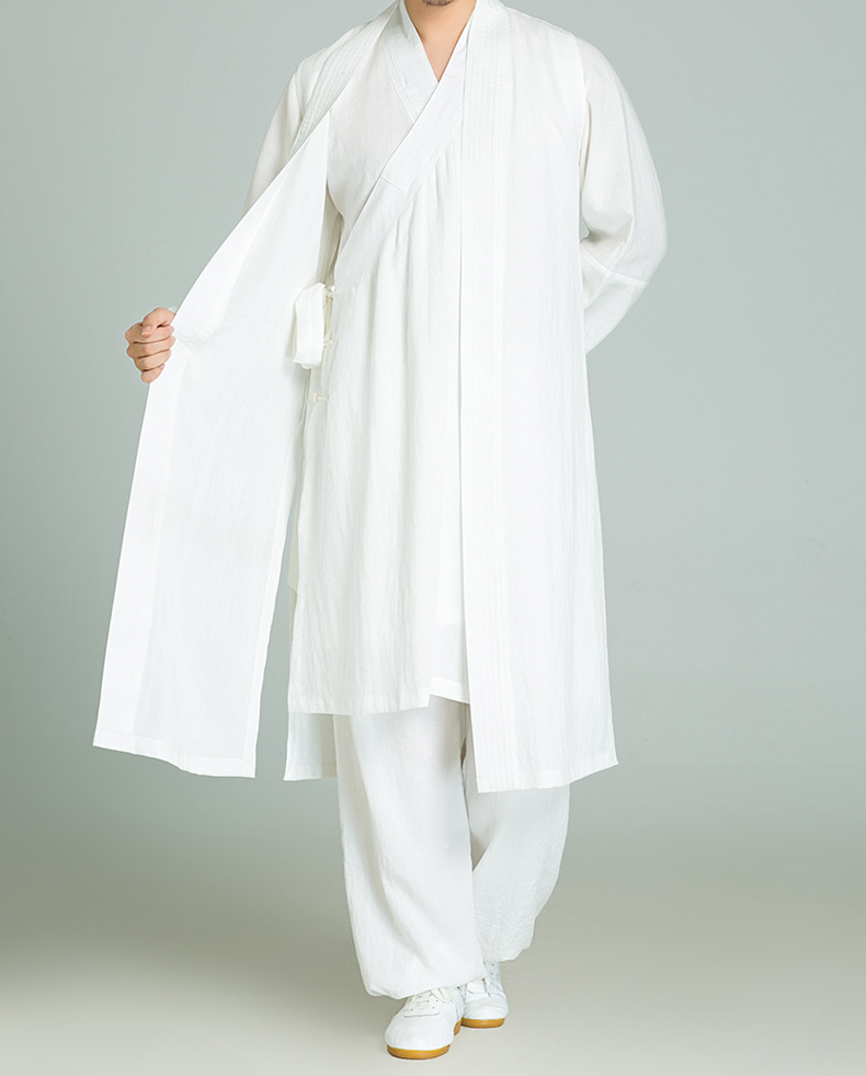 武农长款太极服套装秋季薄款透气舒适亚麻道袍道衣男道士服装批发