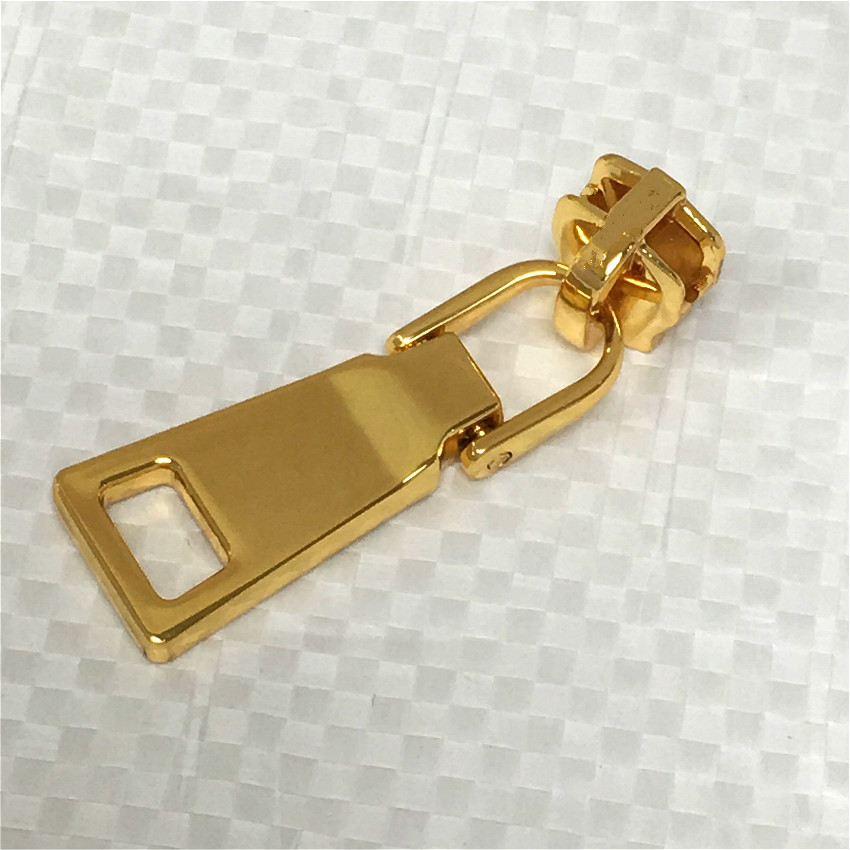 厂家直销高品质5号铜牙头带拉牌箱包锌合金五金配件金属拉牌类