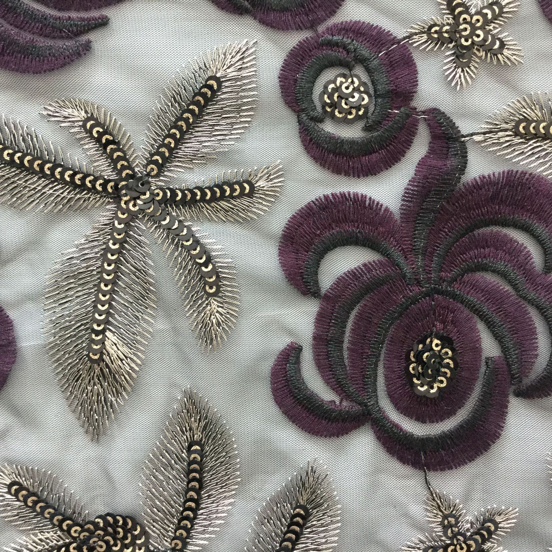 20182019新款 高档裙边多色亮片网布绣花面料