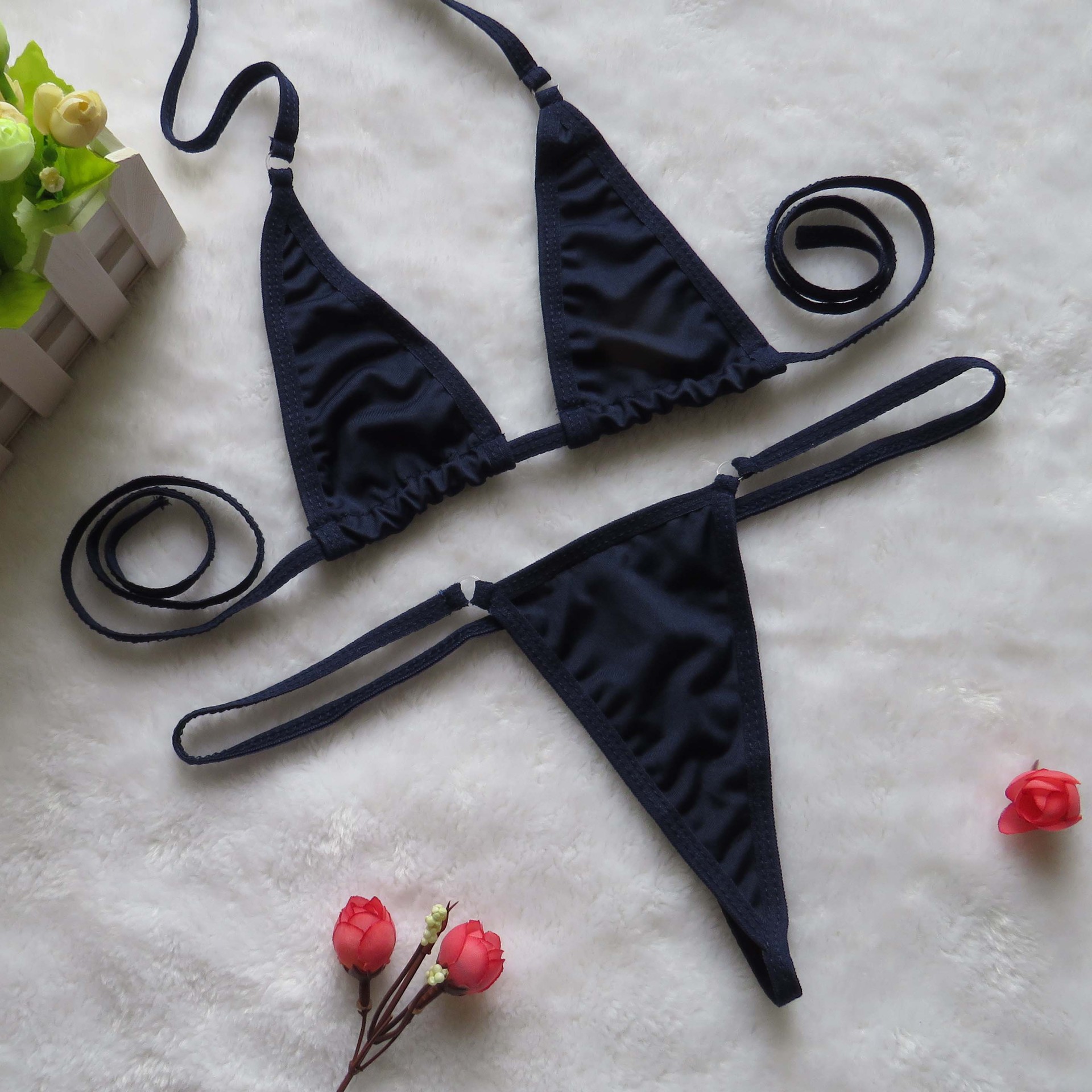 跨境情趣睡衣性感内衣ebay亚马逊三点式比基尼真人诱惑套装5818