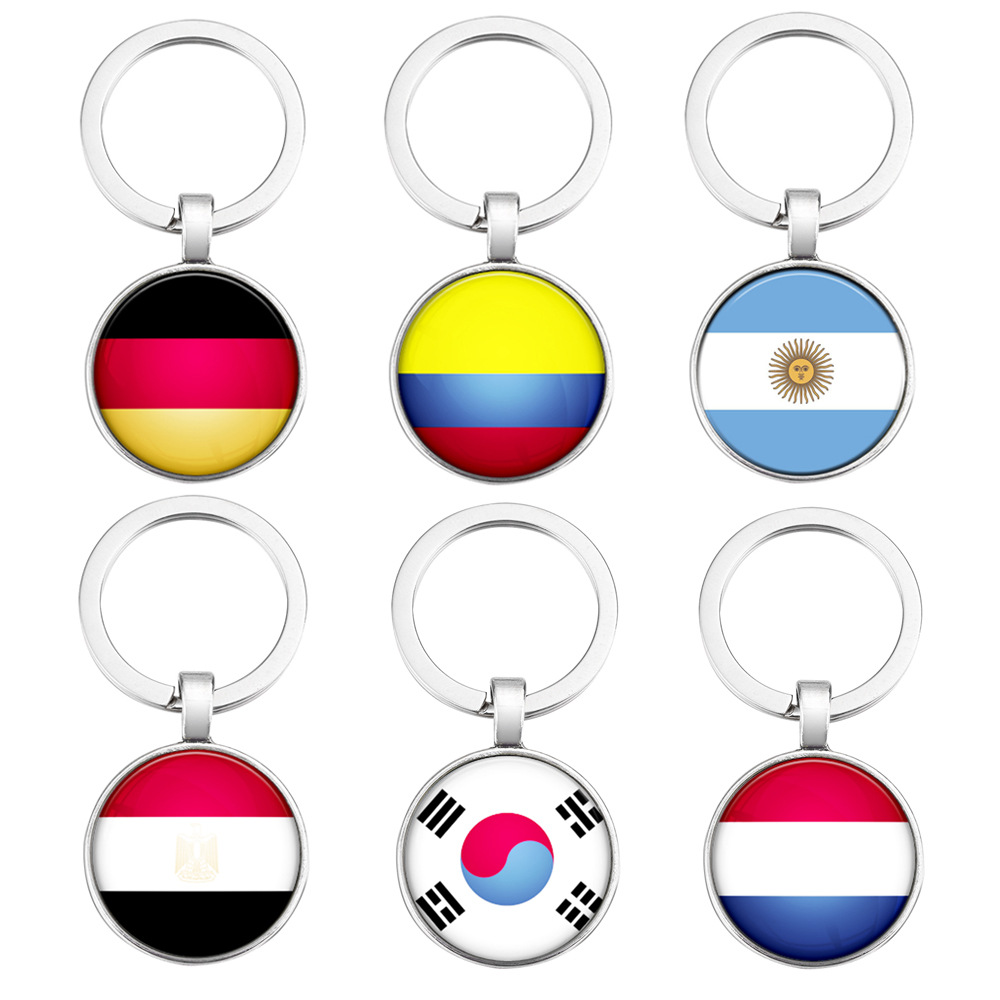 外贸爆款饰品 时尚配饰挂饰钥匙环钥匙扣挂件26国旗钥匙圈p1009