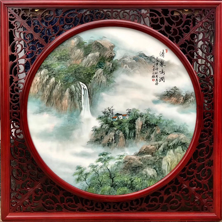 溪山静远景德镇陶瓷画壁画艺术瓷礼品瓷定制陶瓷名人作品雪景
