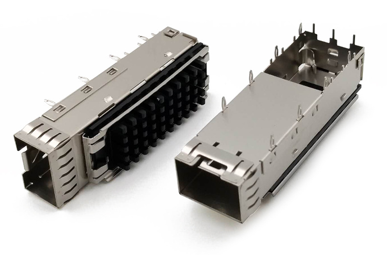 厂供sfp光纤笼子连接器1x1 sfp光模块 sfp外壳带散热模组压接脚