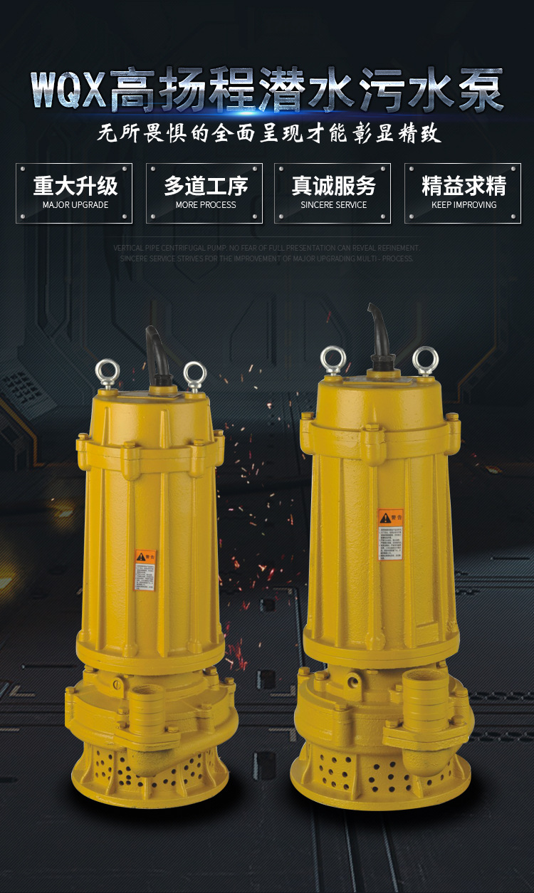 工程项目排污泵 wqx立式铸铁高扬程潜污泵 工业废水抽水电泵