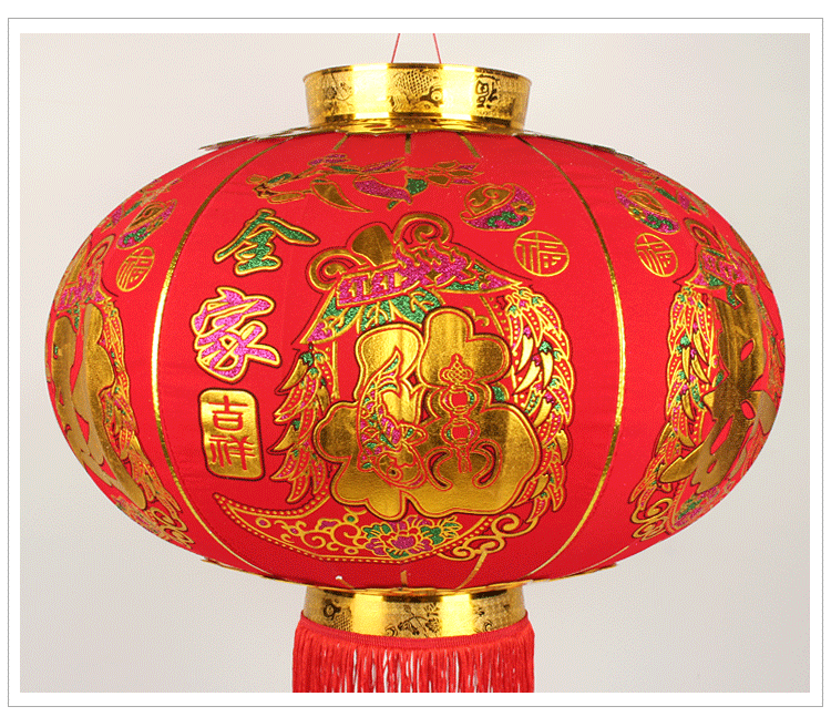2019烫金福字灯笼植绒布新年挂饰用品春节日户外金条广告大红灯笼