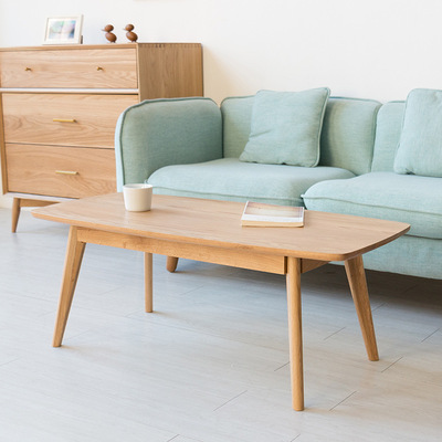 幸福鸟茶几小户型组合现代简创意原木客厅北欧橡木实木长方形茶几