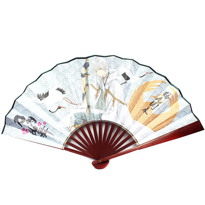 nd237学生动漫周边批发 双面彩图10寸绢布折扇 刀剑乱舞扇子