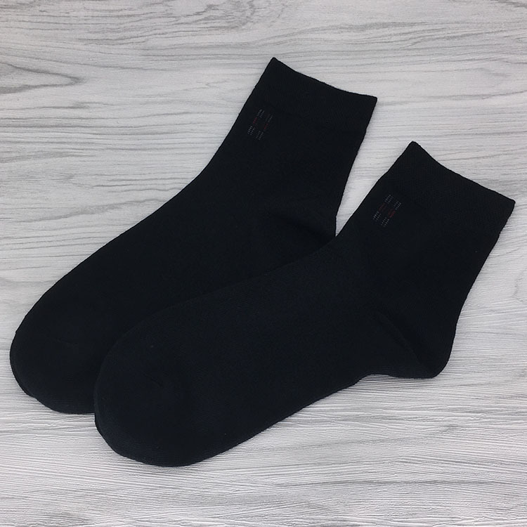 宝娜斯男袜全棉商务休闲棉袜四季中筒短袜吸汗防臭黑色秋冬bs0231
