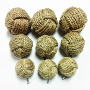 窗帘杆装饰球编织挡门球抽屉拉手球编织麻绳球钥匙扣挂饰品