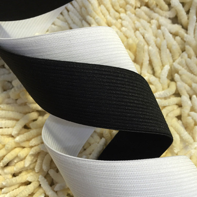 供应钩编松紧带 黑白两色涤纶松紧带 针织扁松紧高弹力钩边松紧带