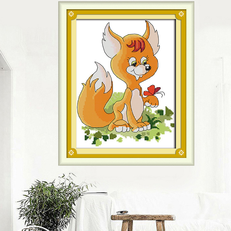 十字绣自绣diy材料包小狐狸二小幅简单好绣不费眼十字绣厂家批发