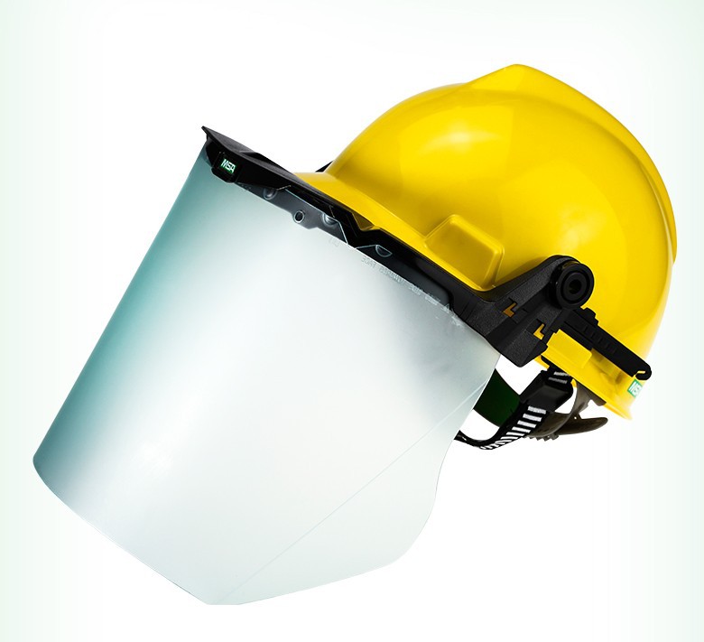 msa梅思安防护面罩安全帽式防护面屏防飞溅防化防液体pc透明面屏