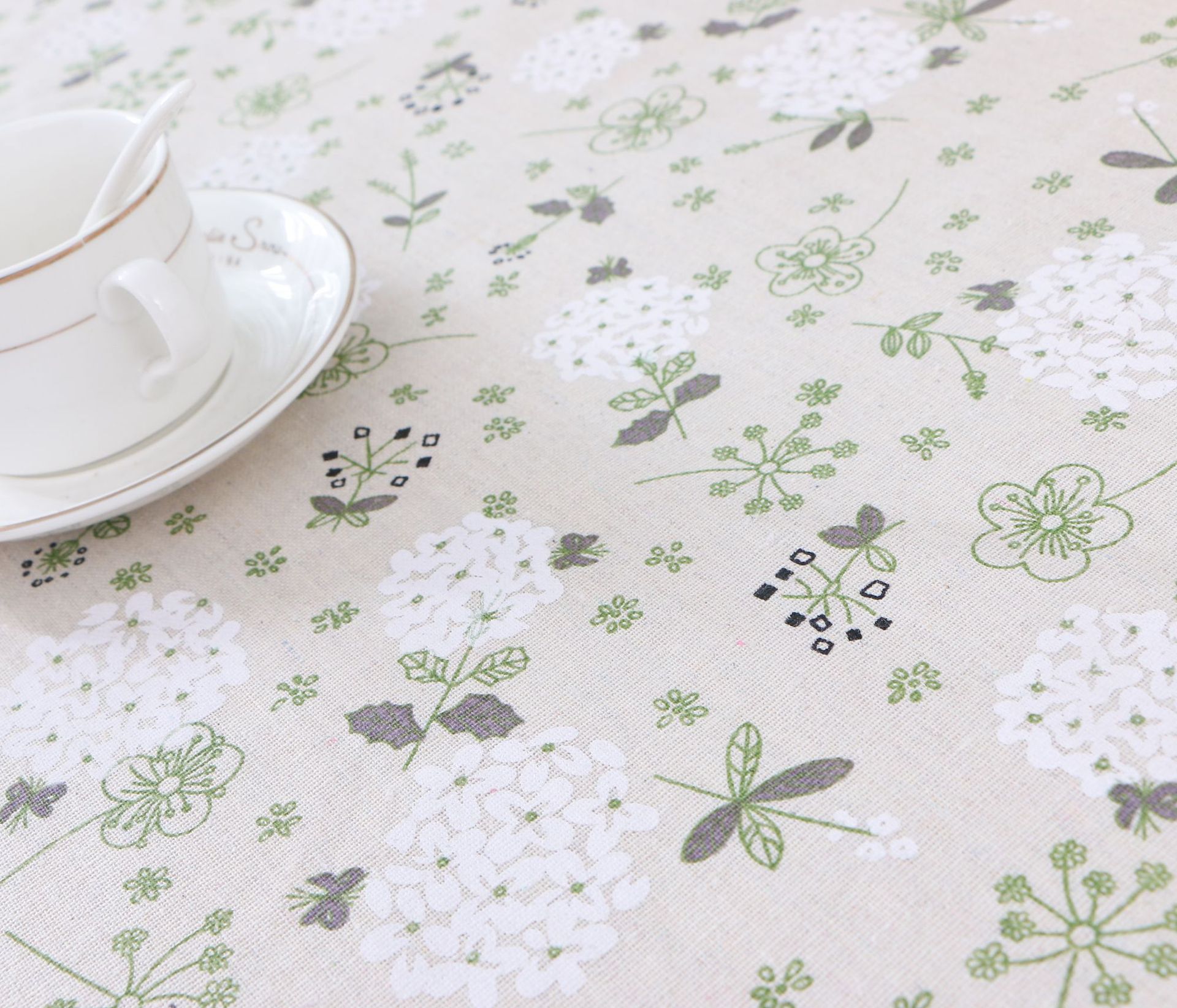 跨境专供 小清新蒲公英棉麻花边桌布长方形家用客厅桌布定制批发