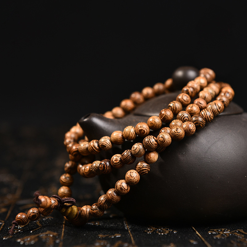 老料顺纹鸡翅木108颗佛珠手串男女款 檀木复古民族风手链项链饰品