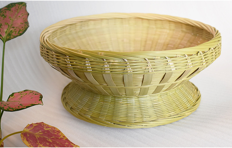 坡拉坡云南青竹全手工编织竹篮 精致竹编果篮环保耐用家用果篮批