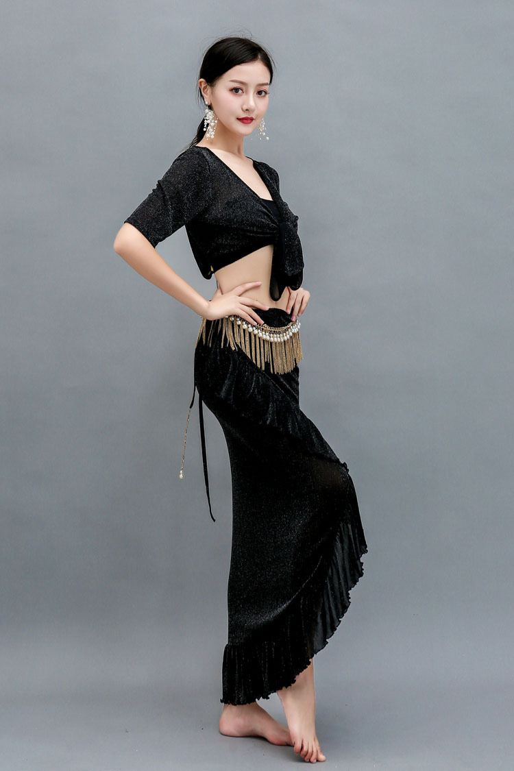 广场舞蹈肚皮舞练功服2021新款服装长裙子套装女成人性感表演出服