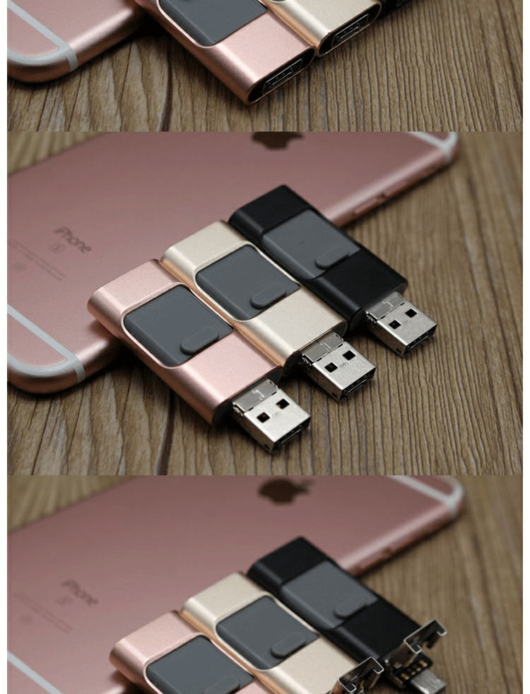 适用iphone安卓手机电脑u盘三用三合一otg金属u盘128gb高速优盘