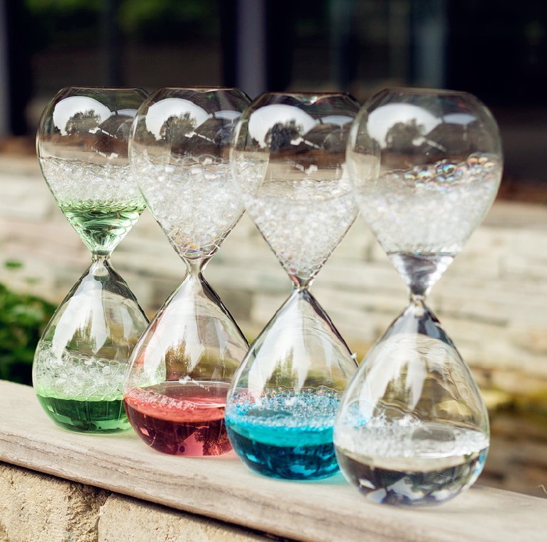 气泡彩色液体玻璃沙漏计时玻璃工艺品创意家居饰品节日礼品批发