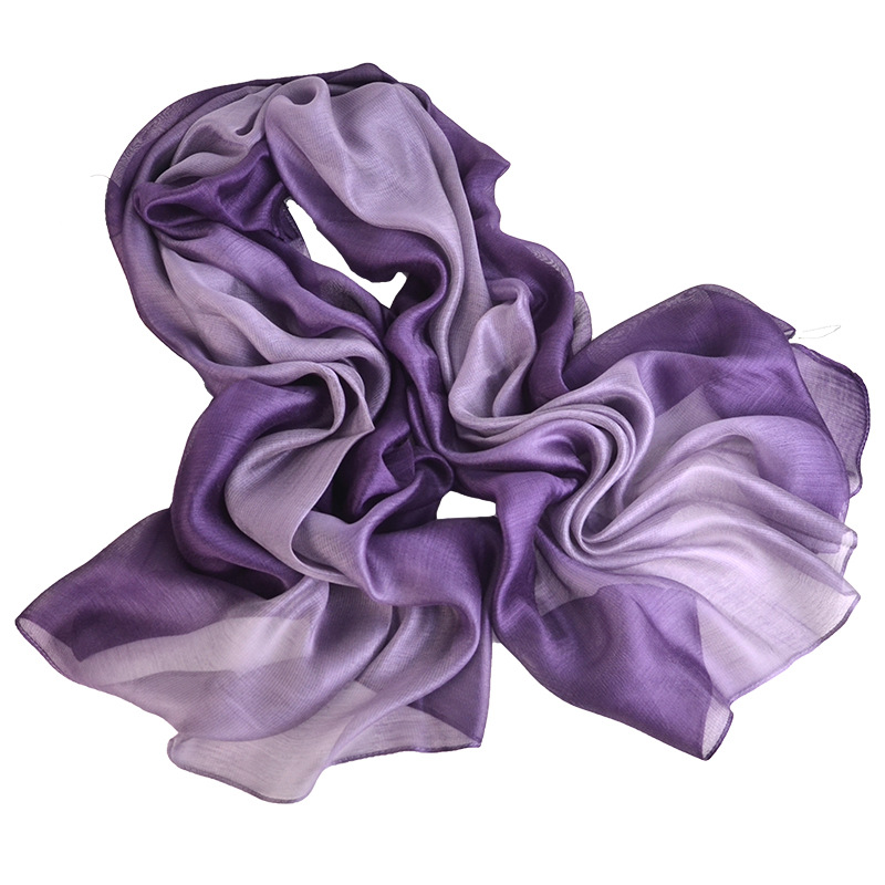 Autumn and Winter Pure Color Gradient Color Mulberry Silk Silk Scarf Women's Color Matching Women's Scarf Shawl Scarf Beach Towel
