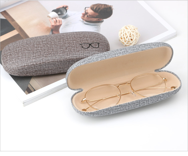 现货眼镜盒定制复古抗压近视皮革眼镜盒铁盒 批发pu皮质眼镜盒