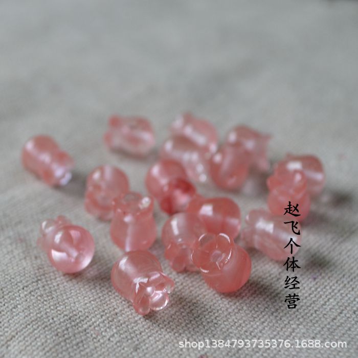 9 * 10mm Xiuyan Jade Jinsi Jade Pink Crystal White Jade Lily Pendant DIY Earrings Hairpin Accessories Matching