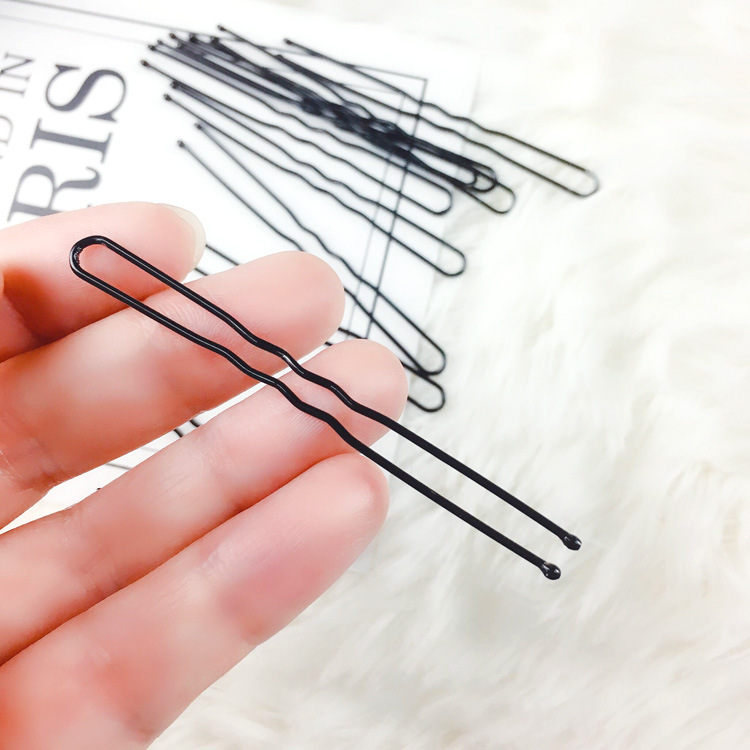 (u形夹100根)固定丸子头好用黑色u型夹盘发u形卡子发饰6.5cm