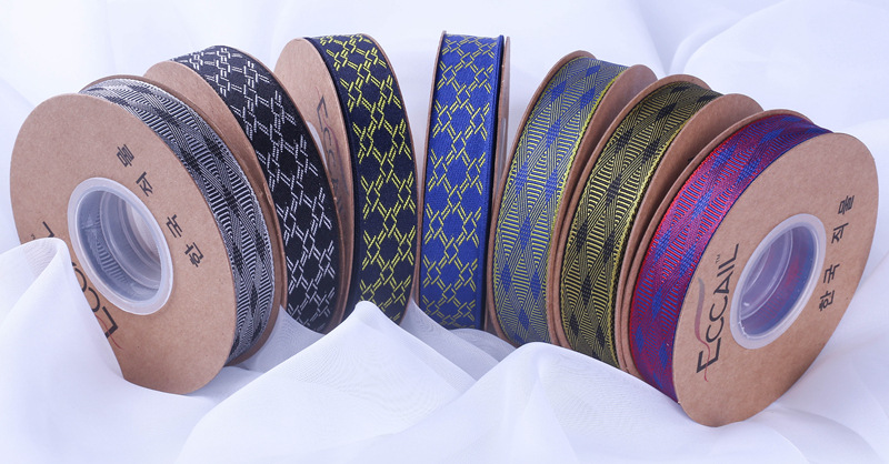 9cm菱形图案提花织带 多用涤纶装饰服装辅料厂家批发